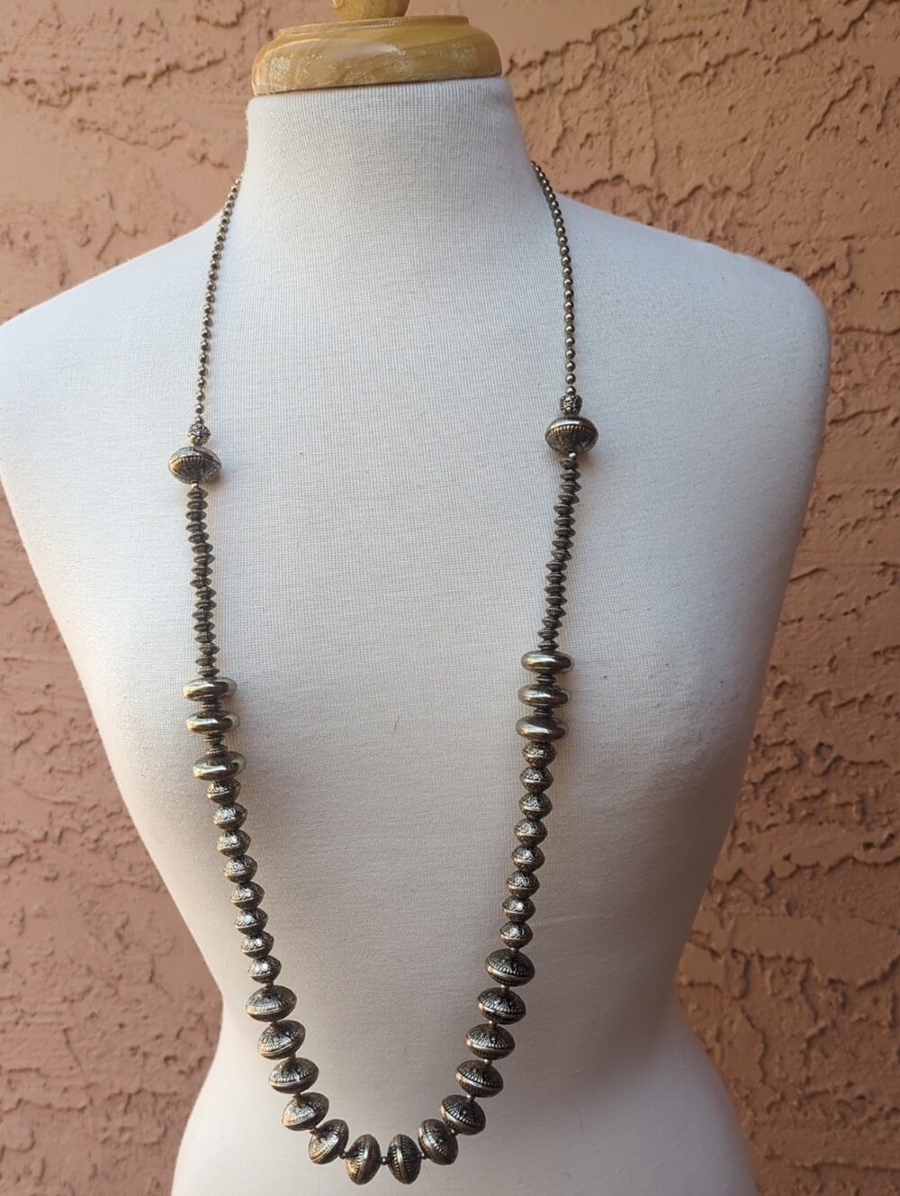 Chico's Long Vintage-Inspired Metallic Bead Necklace - Gold & Black